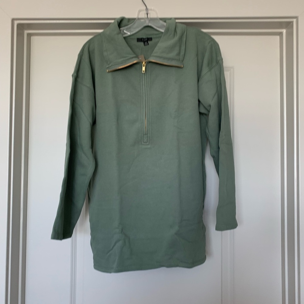 University terry long half-zip tunic